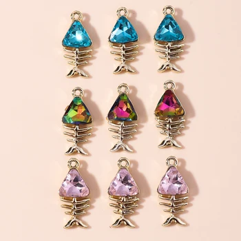 10pcs Krásne Crystal Rybie Kosti Charms Prívesky na Výrobu Ženy Móda Drop Náušnice, Náhrdelníky DIY Náramky Šperky Zistenia