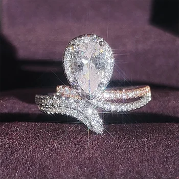 2023 Nové Had Rose Gold Striebornej Farbe Hruška Zásnubný Prsteň Afrike Svadobné pre Ženy Lady Výročie Darček Šperky R5413