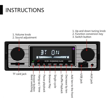 Bezdrôtové pripojenie autorádia Bluetooth Retro MP3 Prehrávač Multimediálnych súborov AUX, USB FM Hrať Vintage Bezdrôtový 12 Stereo Audio Stereo Audio Prehrávač