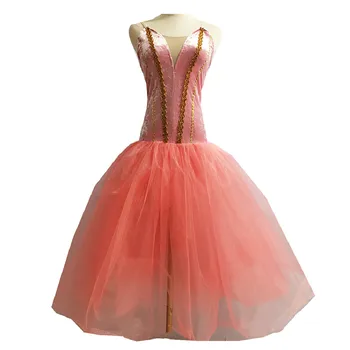 Detský Balet Tutu Šaty Ružové Velvet Topy Labutie Jazero Brucho Výkon Kostým Tanečné Nosiť
