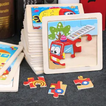 Drevené Puzzle Dieťa, Detské Hry Drevené 3D Puzzle Cartoon Zvierat Puzzle Deti Hračky, Puzzle Pre Deti 1 2 3 Rokov X1A3