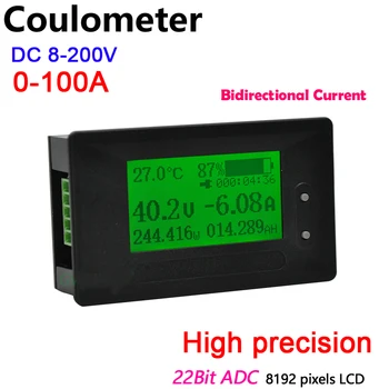 dykb DC 100A Coulometer Lítium Li-ion Lifepo4 olovené Batérie Monitor Kapacita Displeja Indikátor Napätia, Prúdu TEMP