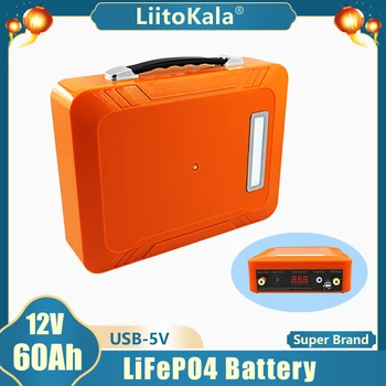 LiitoKala 12V 60AhLifepo4 Batériu Lifepo LFP S BMS LED 5v USB Pre Motorový Čln Slnečné Svetlo Golf Auto UPS 12.8 V Batéria